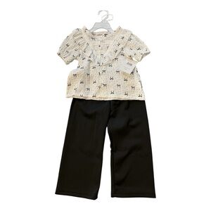 NWT Rachel Zoe Kids Top with Bow Patterns and Black Pants- 3T